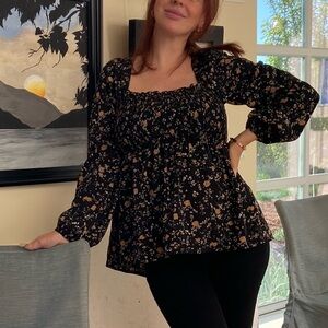 Floral Black Women's Top